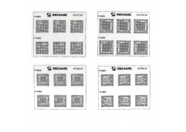 Набор трафаретов Mechanic COM80 (MTK) для покрытия процессора защитным лаком(16шт) (MT6757V / MT6758V / MT6768V / MT6755V / MT6779V / MT6797W / MT6799W / MT6833V / MT6855V / MT6853V / MT6877V / MT6885Z / MT6891Z / MT6895Z / MT6983Z / MT6895Z)
