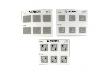 Набор трафаретов Mechanic COM80 (Qualcomm) для покрытия процессора защитным лаком (18шт) (6 Gen1 SM6450 / 7 Gen1 SM7450 / 8 Gen1 SM8450 / 8 Gen1 SM8475 / 8 Gen2 SM8550 / 665 SM6125 / 680 SM6225 / 720G SM7125 / 730G SM7150 / 750G SM7225 / 765G SM7250 / 888 SM8350)