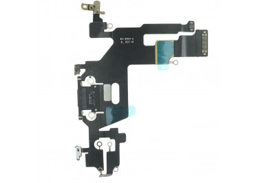 Шлейф для iPhone 11 + разъем зарядки + микрофон (черный), оригинал (снятый)