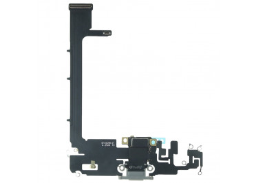 Шлейф для iPhone 11 Pro Max + разъем зарядки + микрофон (серебро), оригинал (снятый)