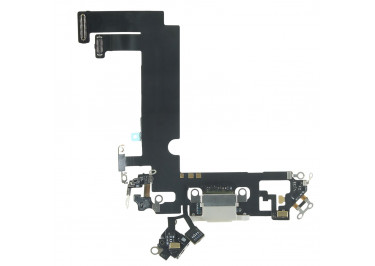 Шлейф для iPhone 12 mini + разъем зарядки + микрофон (белый), оригинал (снятый)