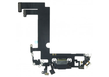 Шлейф для iPhone 12 mini + разъем зарядки + микрофон (черный), оригинал (снятый)