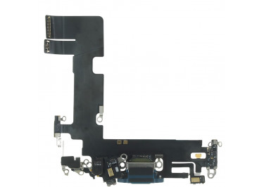 Шлейф для iPhone 13 + разъем зарядки + микрофон (синий), оригинал (снятый)