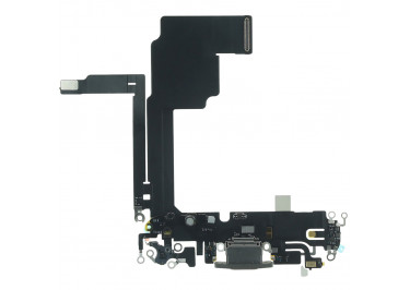 Шлейф для iPhone 15 Pro + разъем зарядки + микрофон (титан), оригинал (снятый)