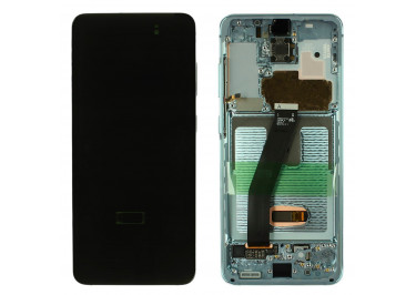 Дисплей для Samsung SM-G980 Galaxy S20 + тачскрин + рамка + фронтальная камера (синий), ОРИГ100%