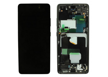 Дисплей для Samsung SM-G998 Galaxy S21 Ultra + тачскрин + рамка (черный), ОРИГ100%