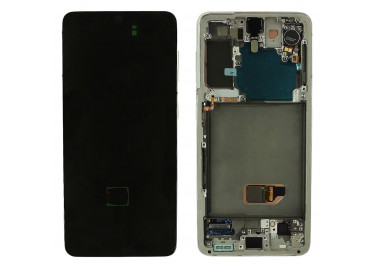 Дисплей для Samsung SM-G991 Galaxy S21 5G + тачскрин + рамка + фронтальная камера (белый), ОРИГ100%
