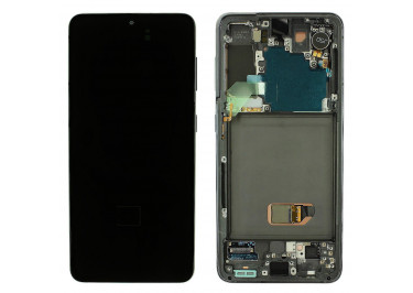 Дисплей для Samsung SM-G991 Galaxy S21 5G + тачскрин + рамка (серый), ОРИГ100%
