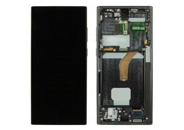 Дисплей для Samsung SM-S908 Galaxy S22 Ultra 5G + тачскрин + рамка (черный), ОРИГ100%
