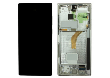Дисплей для Samsung SM-S908 Galaxy S22 Ultra 5G + тачскрин + рамка (белый), ОРИГ100%