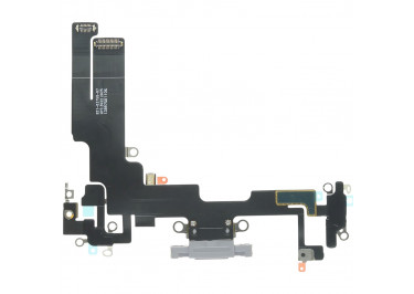 Шлейф для iPhone 14 + разъем зарядки + микрофон (фиолетовый), оригинал (снятый)