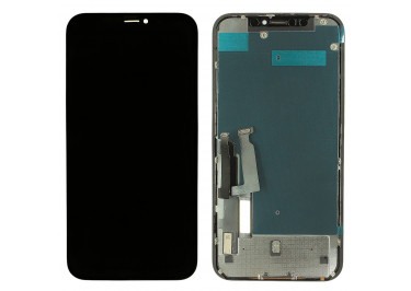 Дисплей для iPhone XR + тачскрин + задняя металлическая рамка (черный), In-Cell KQI DD