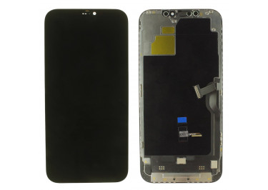 Дисплей для iPhone 12 Pro Max + тачскрин + рамка (черный), SOFT OLED JK (шлейф IC)