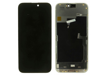 Дисплей для iPhone 15 Pro Max + тачскрин + рамка (черный), SOFT OLED JCID (шлейф IC) 120Hz
