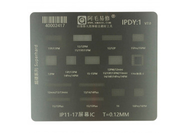 Трафарет BGA для iPhone (IP11-17) 11 / 11 Pro / 11 Pro Max / 12 / 12 Mini / 12 Pro / 12 Pro Max / 13 / 13 Mini / 13 Pro / 13 Pro Max / 14 / 14 Mini / 14 Plus / 14 Pro / 14 Pro Max / 15 / 15 Plus / 15 Pro / 15 Pro Max / 16 / 16 Pro / 16 Pro Max / 17Air (IPDY:1) AMAOE